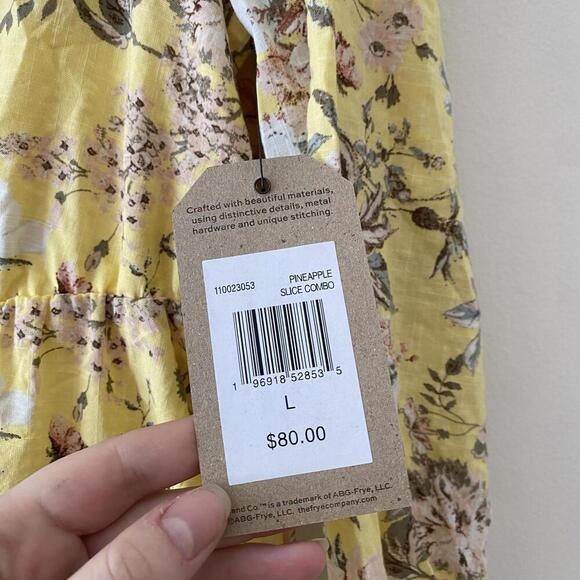 FRYE yellow floral long sleeve cotton dress nwt - Picture 5 of 7